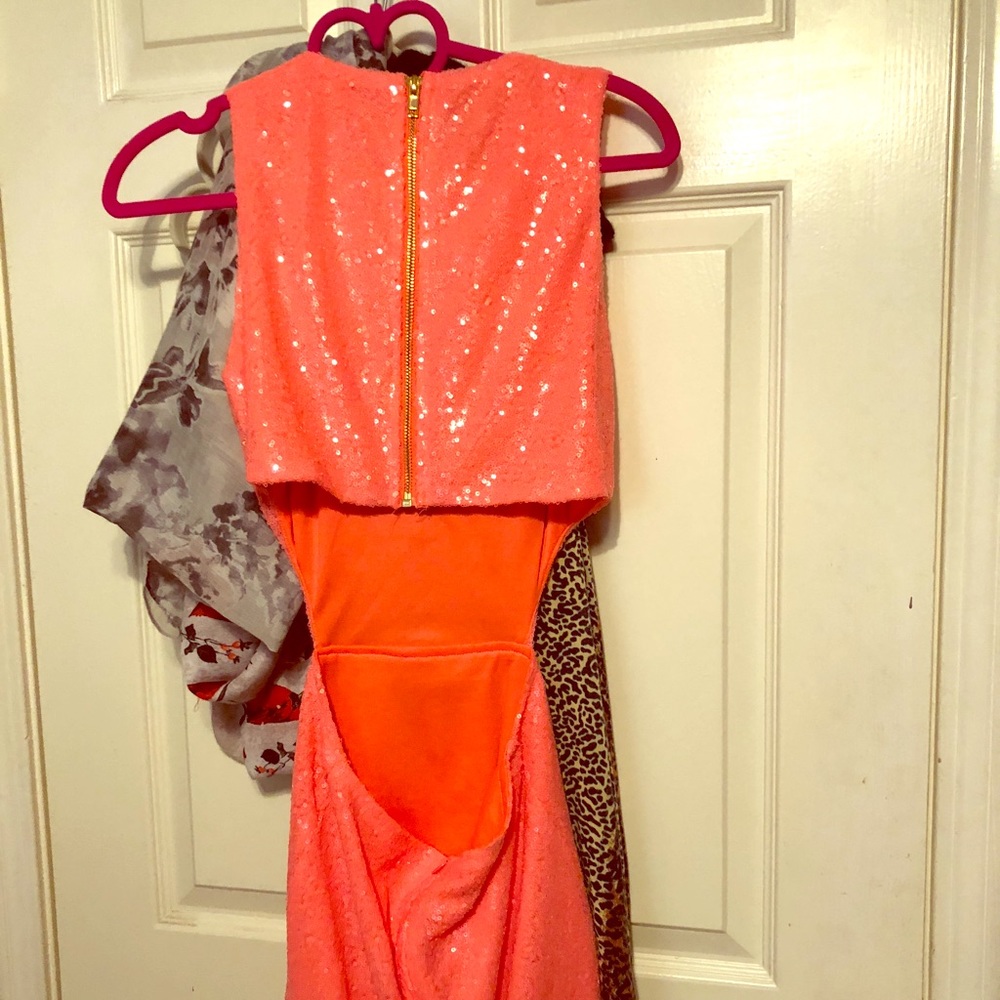 Tobi sparkly pink cut out back dress